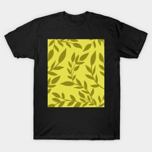 Abstract Pastel Green Botanical  Leaves Pattern T-Shirt